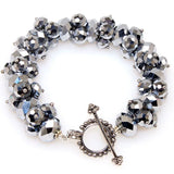 Miasol Beaded Crystal Charm Strand Toggle Clasp Bracelet