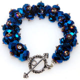 Miasol Beaded Crystal Charm Strand Toggle Clasp Bracelet
