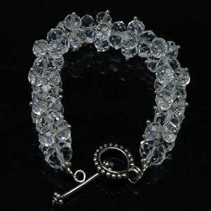 Miasol Beaded Crystal Charm Strand Toggle Clasp Bracelet