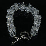 Miasol Beaded Crystal Charm Strand Toggle Clasp Bracelet