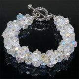 Miasol Beaded Crystal Charm Strand Toggle Clasp Bracelet