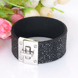 Miasol Cashmere Velvet Leather Rhinestone Crystal Wrap Bracelet