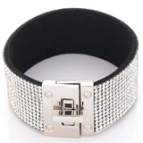 Miasol Cashmere Velvet Leather Rhinestone Crystal Wrap Bracelet