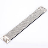Miasol Cashmere Velvet Leather Rhinestone Crystal Wrap Bracelet