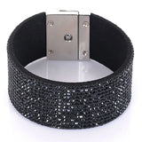 Miasol Cashmere Velvet Leather Rhinestone Crystal Wrap Bracelet