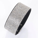 Miasol Cashmere Velvet Leather Rhinestone Crystal Wrap Bracelet