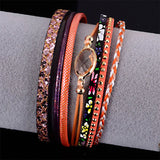 Bohemian Crystal Multilayers Leather Bracelet