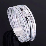 Bohemian Crystal Multilayers Leather Bracelet