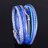 Bohemian Crystal Multilayers Leather Bracelet