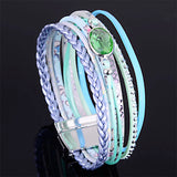 Bohemian Crystal Multilayers Leather Bracelet