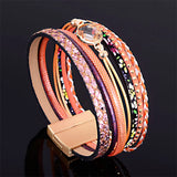 Bohemian Crystal Multilayers Leather Bracelet