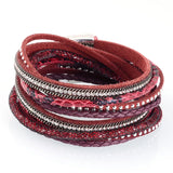 Miasol Double Wrap Leather Rhinestone Bracelets