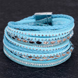 Miasol Double Wrap Leather Rhinestone Bracelets