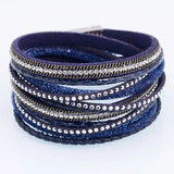 Miasol Double Wrap Leather Rhinestone Bracelets
