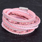 Miasol Double Wrap Leather Rhinestone Bracelets