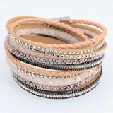 Miasol Double Wrap Leather Rhinestone Bracelets