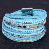 Miasol Double Wrap Leather Rhinestone Bracelets