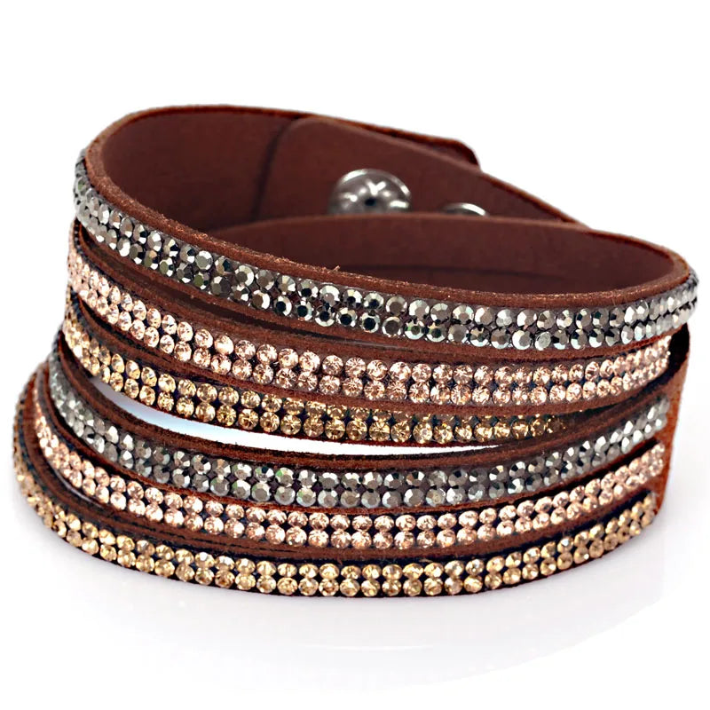 Miasol Velvet Leather Crystal Bracelets