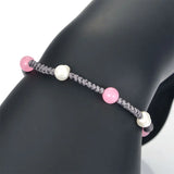 Miasol Friendship Braided Bracelet with Pearl Pink Quartz Charm