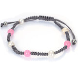Miasol Friendship Braided Bracelet with Pearl Pink Quartz Charm