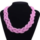Miasol Resin Crystal Necklace Statement Woven Full Braided Necklace