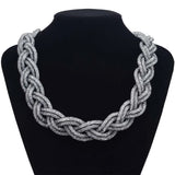 Miasol Resin Crystal Necklace Statement Woven Full Braided Necklace