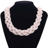 Miasol Resin Crystal Necklace Statement Woven Full Braided Necklace