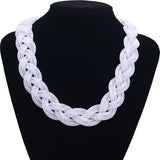 Miasol Resin Crystal Necklace Statement Woven Full Braided Necklace