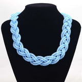 Miasol Resin Crystal Necklace Statement Woven Full Braided Necklace