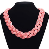 Miasol Resin Crystal Necklace Statement Woven Full Braided Necklace
