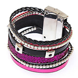 Miasol Crystal Charm Magnetic Clasp Statement Bracelet