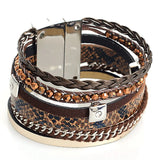 Miasol Crystal Charm Magnetic Clasp Statement Bracelet