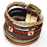 Miasol Crystal Charm Magnetic Clasp Statement Bracelet