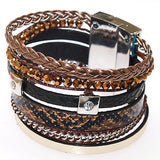 Miasol Crystal Charm Magnetic Clasp Statement Bracelet