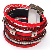 Miasol Crystal Charm Magnetic Clasp Statement Bracelet