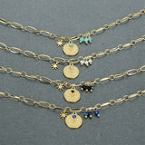 Golden Plating Stainless Steel Crystal Charm Bracelet