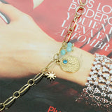 Golden Plating Stainless Steel Crystal Charm Bracelet