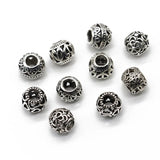 10pcs Rose Round European 5mm Big Hole Charm Beads Spacer Charm Bead