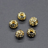 10pcs Rose Round European 5mm Big Hole Charm Beads Spacer Charm Bead