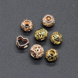 10pcs Rose Round European 5mm Big Hole Charm Beads Spacer Charm Bead