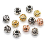 10pcs Rose Round European 5mm Big Hole Charm Beads Spacer Charm Bead