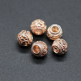 10pcs Rose Round European 5mm Big Hole Charm Beads Spacer Charm Bead