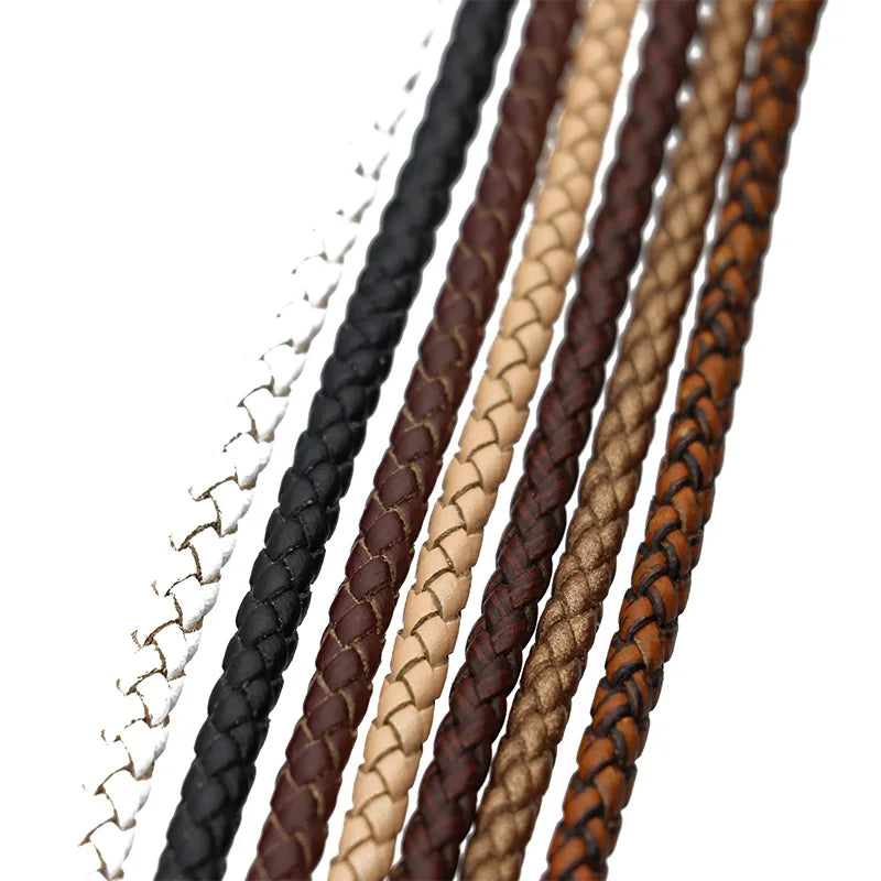 2m 3/4/5/6mm Round Leather Cord for Bracelet Making