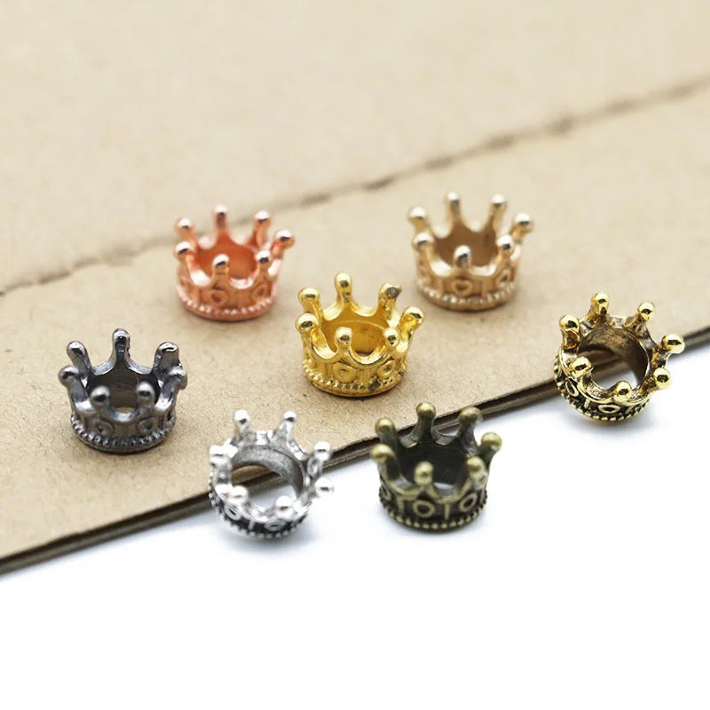 50pcs Vintage Crown Charm Beads for Bracelet Jewelry Making Findings