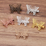 5PCS Rose Silver Butterfly Hair Clips Barrettes Wedding Hairpins