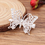 5PCS Rose Silver Butterfly Hair Clips Barrettes Wedding Hairpins