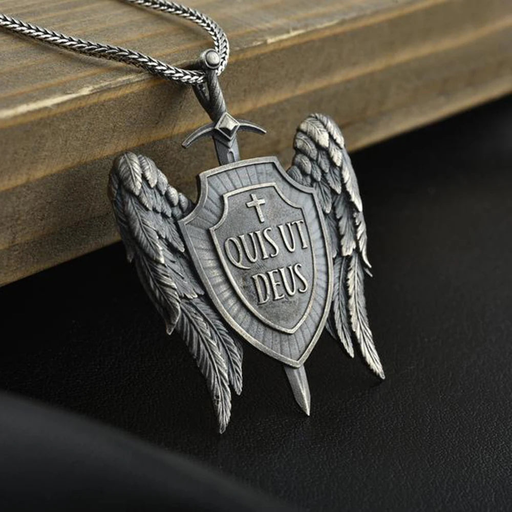 Michael Sword and Shield Archangel Pendant Necklace