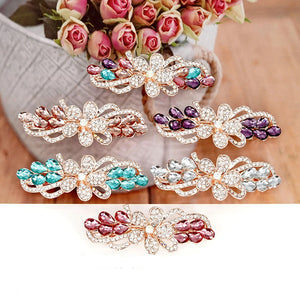 Michelia Flower Crystal Hairpin French High-End Jewelry