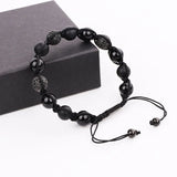 10mm Pave Ball Natural Stone Macrame Bracelet