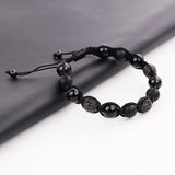 10mm Pave Ball Natural Stone Macrame Bracelet